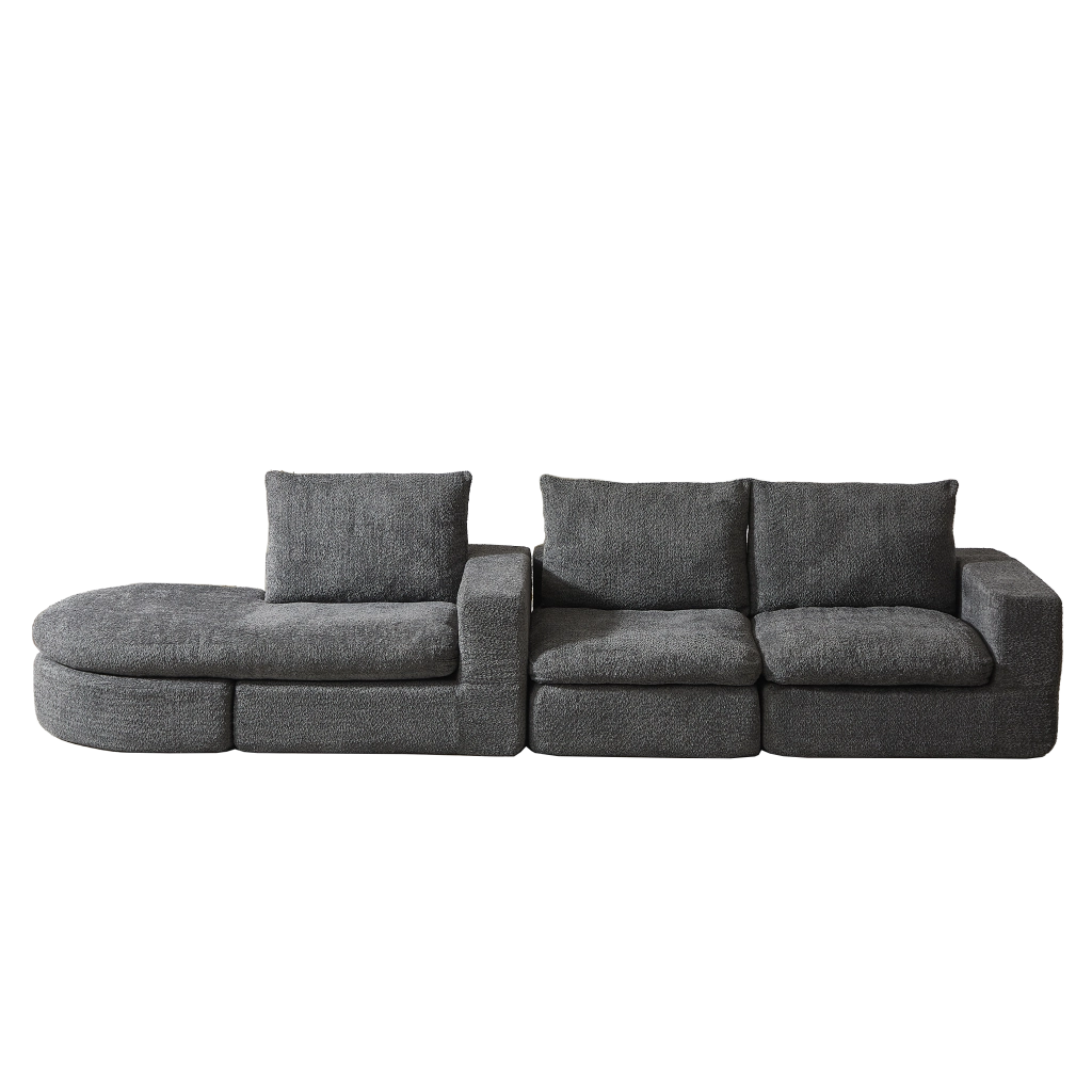 Divano Modulare Angolare con Chaise Longue in Tessuto Chenille ¨C MINIMAL ¨C Grigio