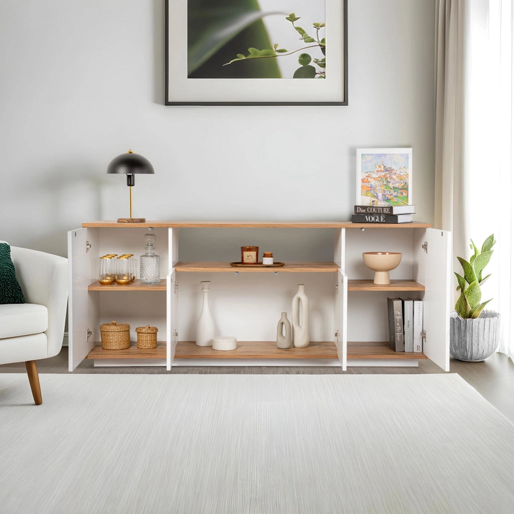 Credenza in legno "Arista" - 180 x 44 x 75 cm - Bianco