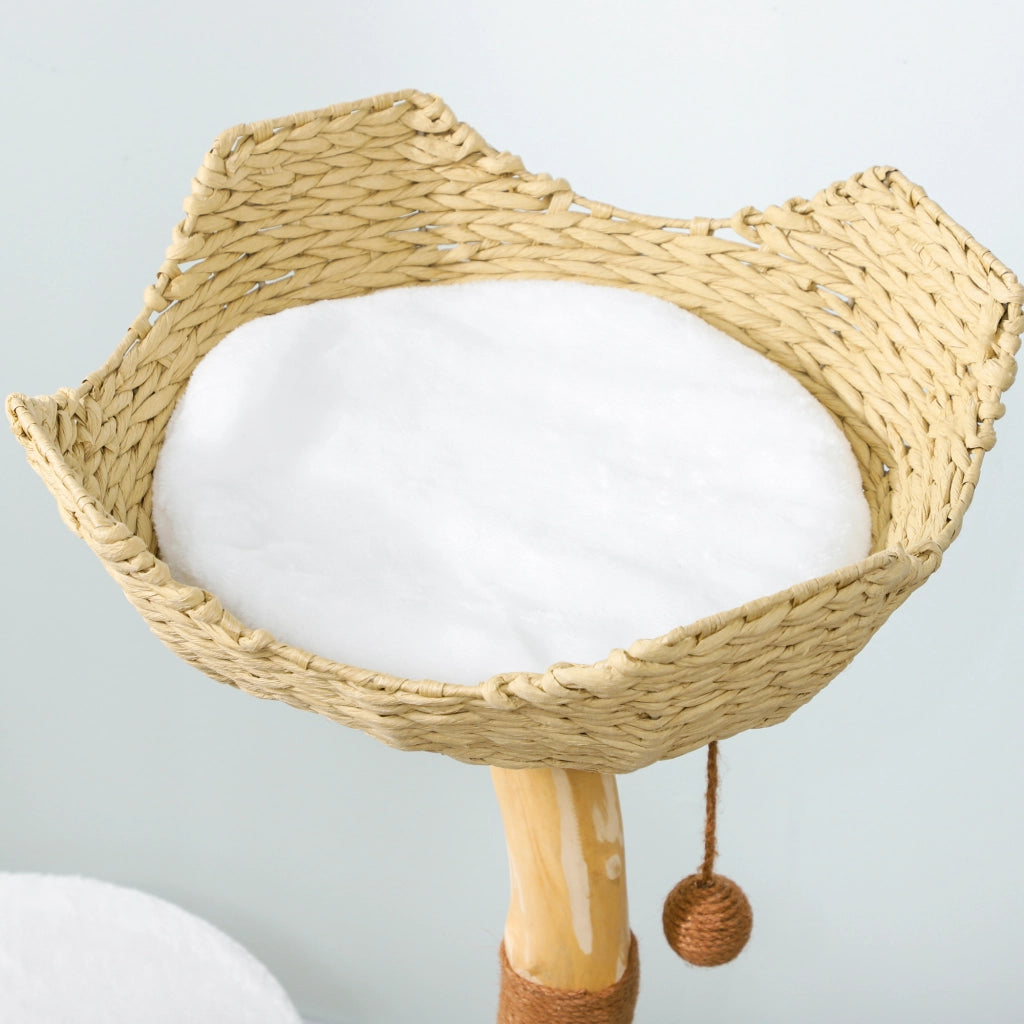 Albero tiragraffi per gatti con piattaforma e cuscino ¨C zephmum ¨C 55x45x102 cm bianco
