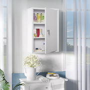 Armadietto portasci medicine da parete con serratura, acciaio bianco, 40x18x60 cm