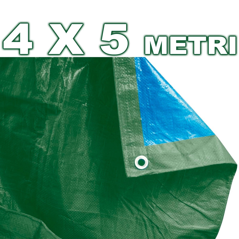 Trade Shop - Telo Copri Auto Moto Copritutto 4x5 Metri In Polietilene Impermeabile Verde Blu -