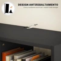 Libreria Moderna in Legno con Cassetto Centrale e Kit Antiribaltamento, 60x26x158 cm, Nero