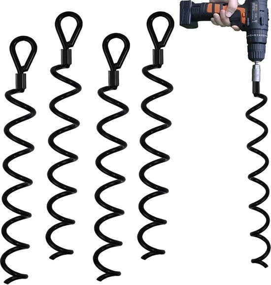 Kit di ancoraggio per terra con spirale 18 pollici - Ideale per stacchi per cani - Sicurezza per tende, ombrelli, scuole, cancelli e giardini giochi - 4 pezzi