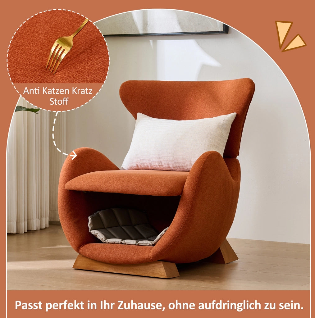 Poltrona lounge con nicchia per animali, rosso mattone