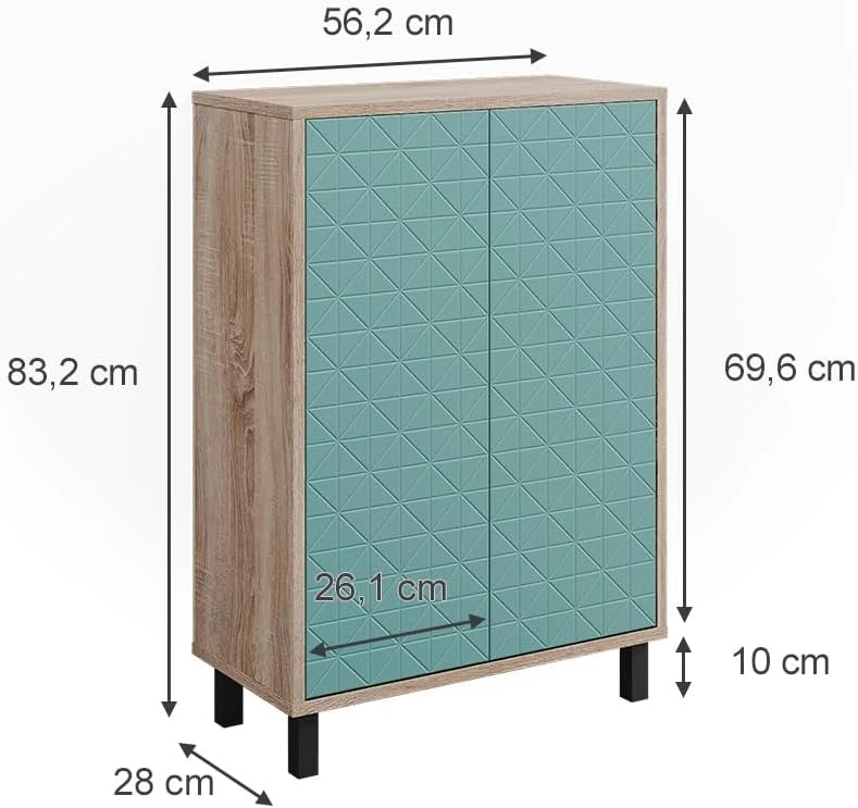 Mobiletto bagno Agasta, Verde menta, 56.2 x 83.2 cm, combinabile con i mobili Agasta per riporre oggetti in bagno