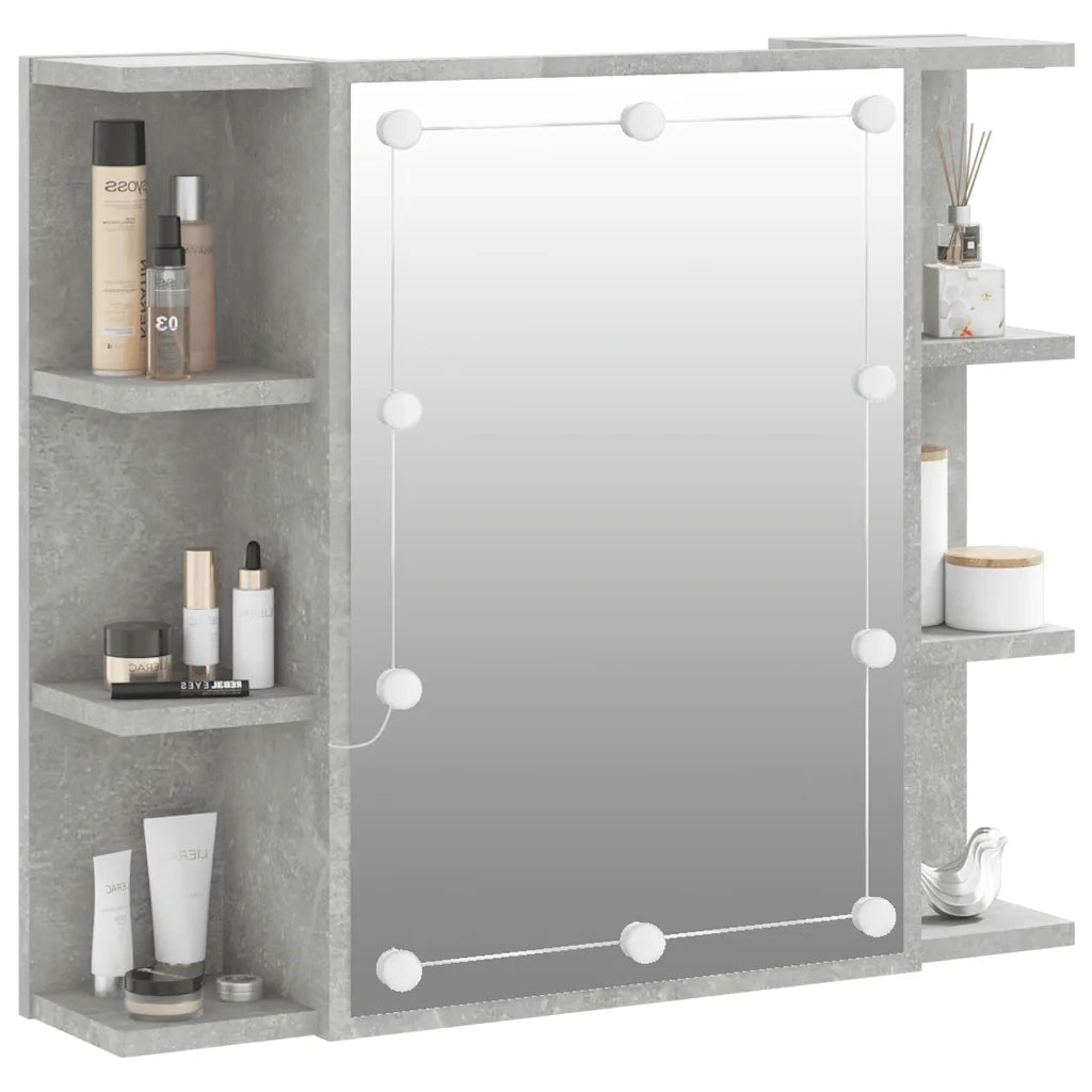 Mobile a Specchio con LED Grigio Cemento 70x16,5x60 cm 808877