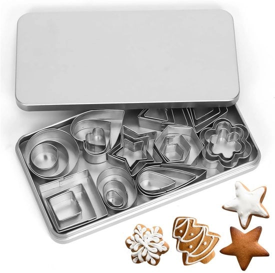 Set di stampi per biscotti in acciaio inossidabile Forme biscotti geometriche per la preparazione DIY decorazioni per torte Piccolo 30 pezzi