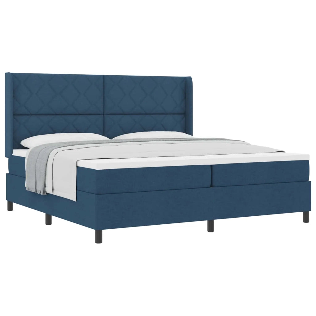 Letto a molle con materasso Blu 200 x 200 cm Tessuto