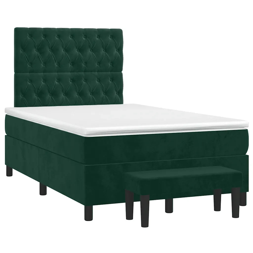 Giroletto a Molle con Materasso Verde Scuro 120x200 cm Velluto