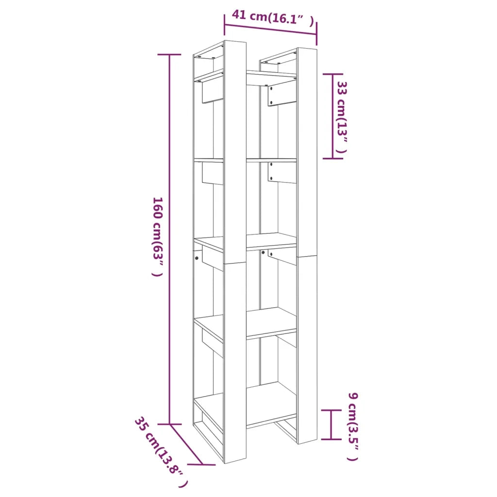 Libreria/Divisorio Ambrato 41x35x160 cm in Massello di Pino 813872