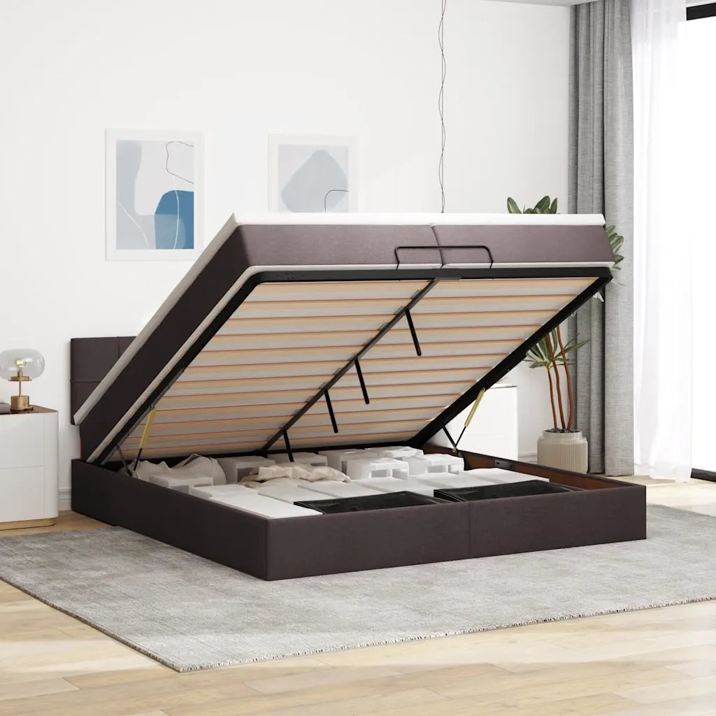 Struttura Letto Pouf con Materasso 200x200 cm in Tessuto