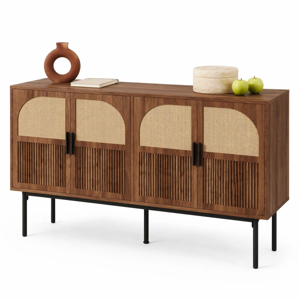 Sideboard 140x40x80 cm con 4 ante e ampio spazio; MDF; naturale