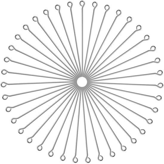 Punti da occhi in acciaio inossidabile 50 mm - 200 pezzi - adatti per iniziati - per creare gioielli - punti da occhi in acciaio inossidabile zinato