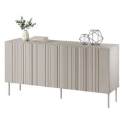 Credenza Spirano, Madia da salotto con tre ante battenti e vani interni, Rialzata da terra, 151x42 h75 cm, Beige