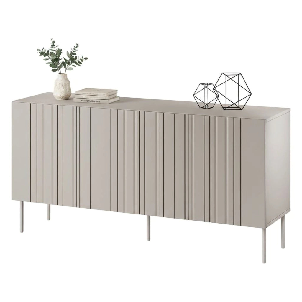 Credenza Spirano, Madia da salotto con tre ante battenti e vani interni, Rialzata da terra, 151x42 h75 cm, Beige