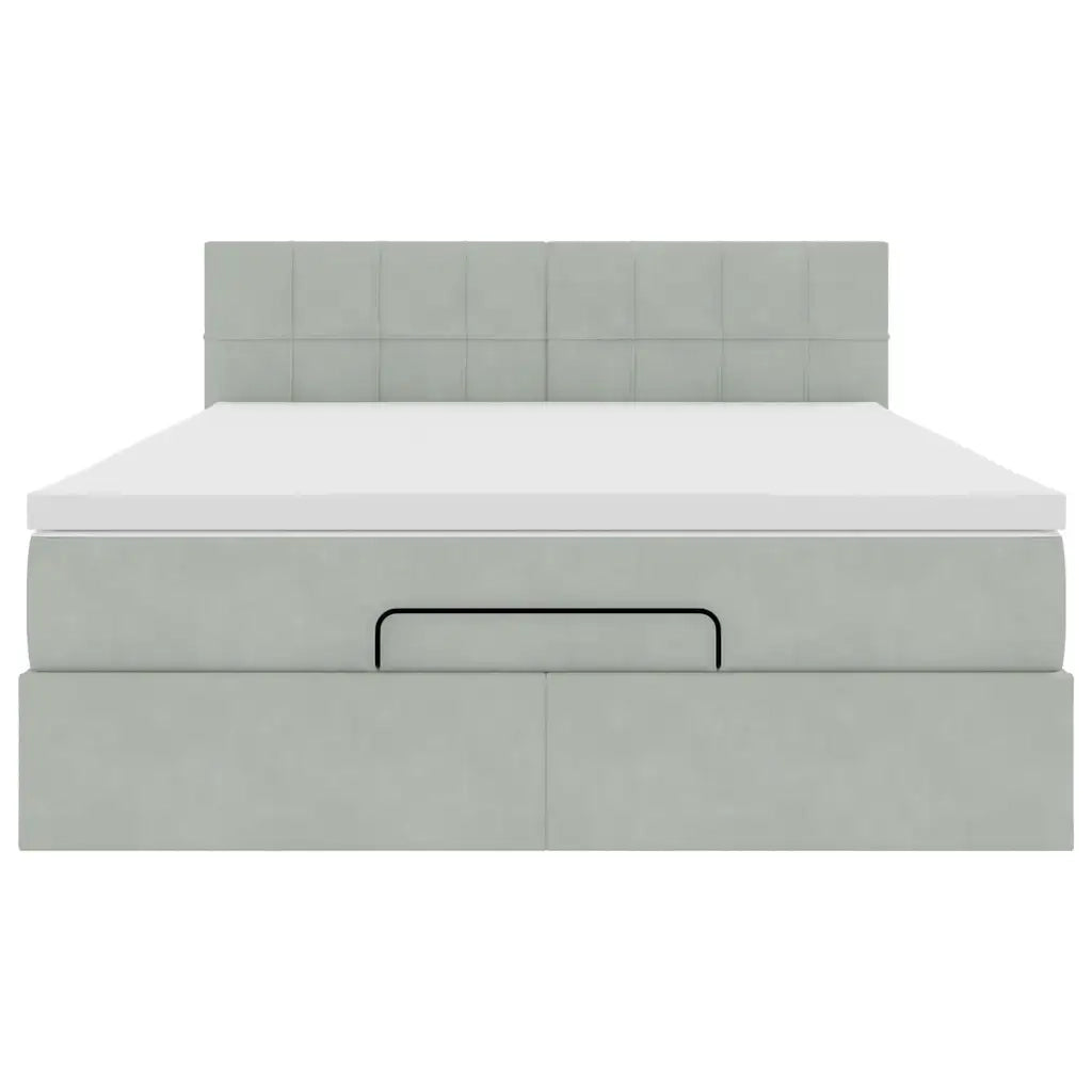 Struttura Letto Pouf con Materasso 140x190 cm Velluto