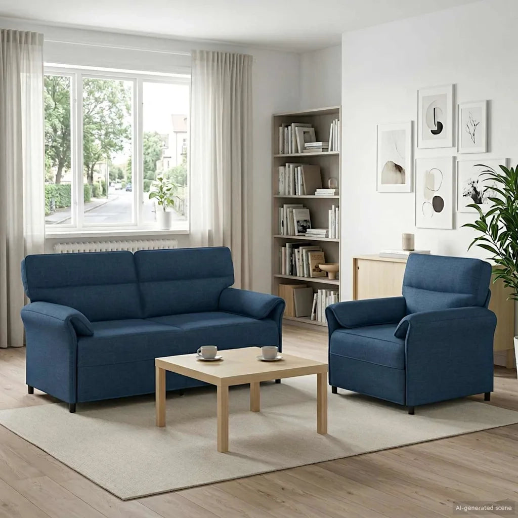 Set di divani 2 pz Blu Tessuto 3424865