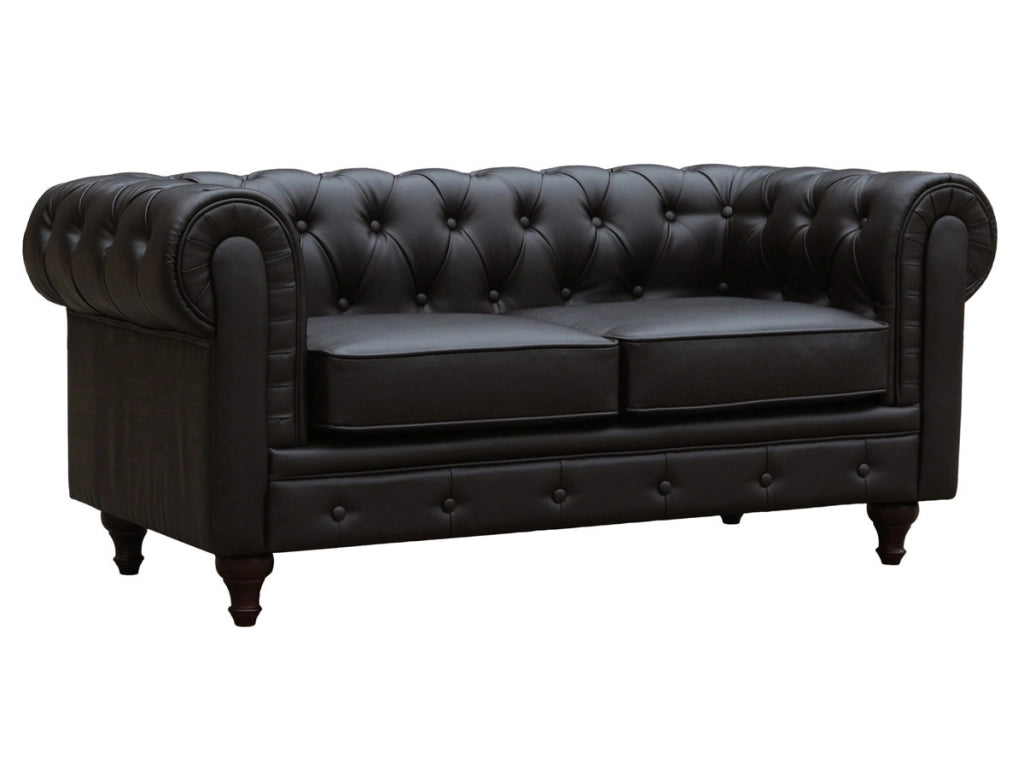 Divano fisso Chesterfield "Aliza" - 157 x 82 x 70 cm - 2 posti a sedere - Marrone