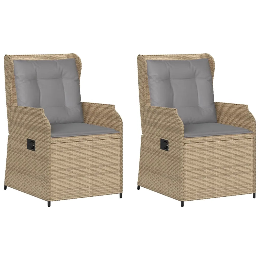 Sedie Reclinabili da Giardino 2pz con Cuscini Beige Polyrattan 368994
