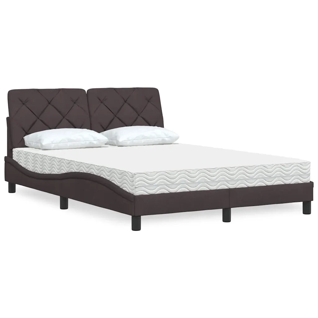 Letto con Materasso Marrone Scuro 140x200cm Tessuto 3310744