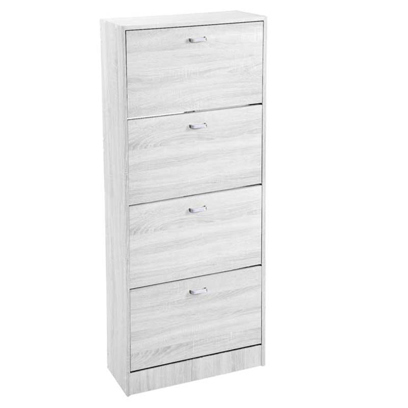 SCARPIERA 4 ANTE IN LEGNO TRUCIOLARE CON MELAMINICO 2 DIVISORI OGNI ANTA BIANCO LEGNO 63 X 24 X 150 CM