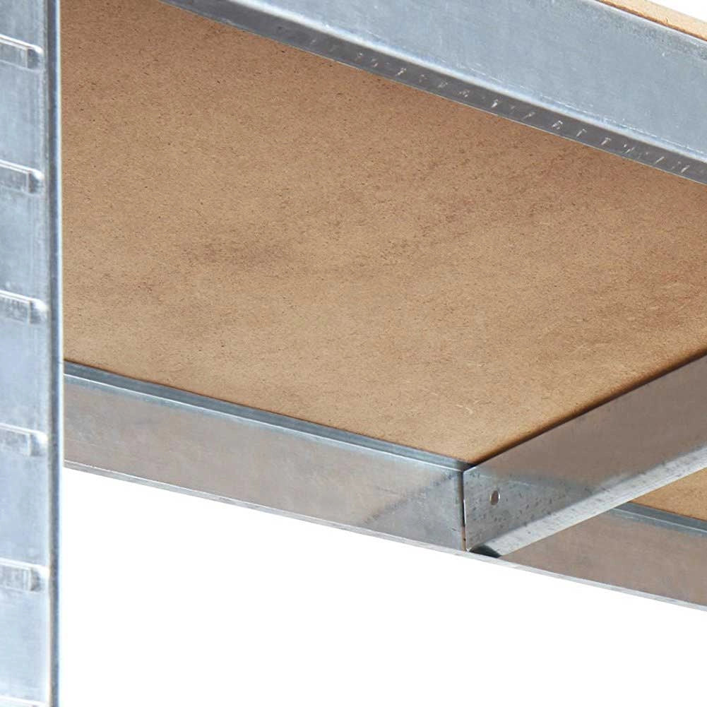 Scaffale 5 Ripiani Metallo e Legno 180x75cm Carichi Pesanti Scaffalatura Zincata