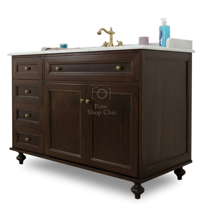 Mobile da bagno con specchiera e top in marmo - 120 cm