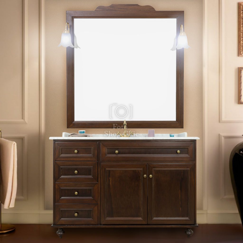 Mobile da bagno con specchiera e top in marmo - 120 cm