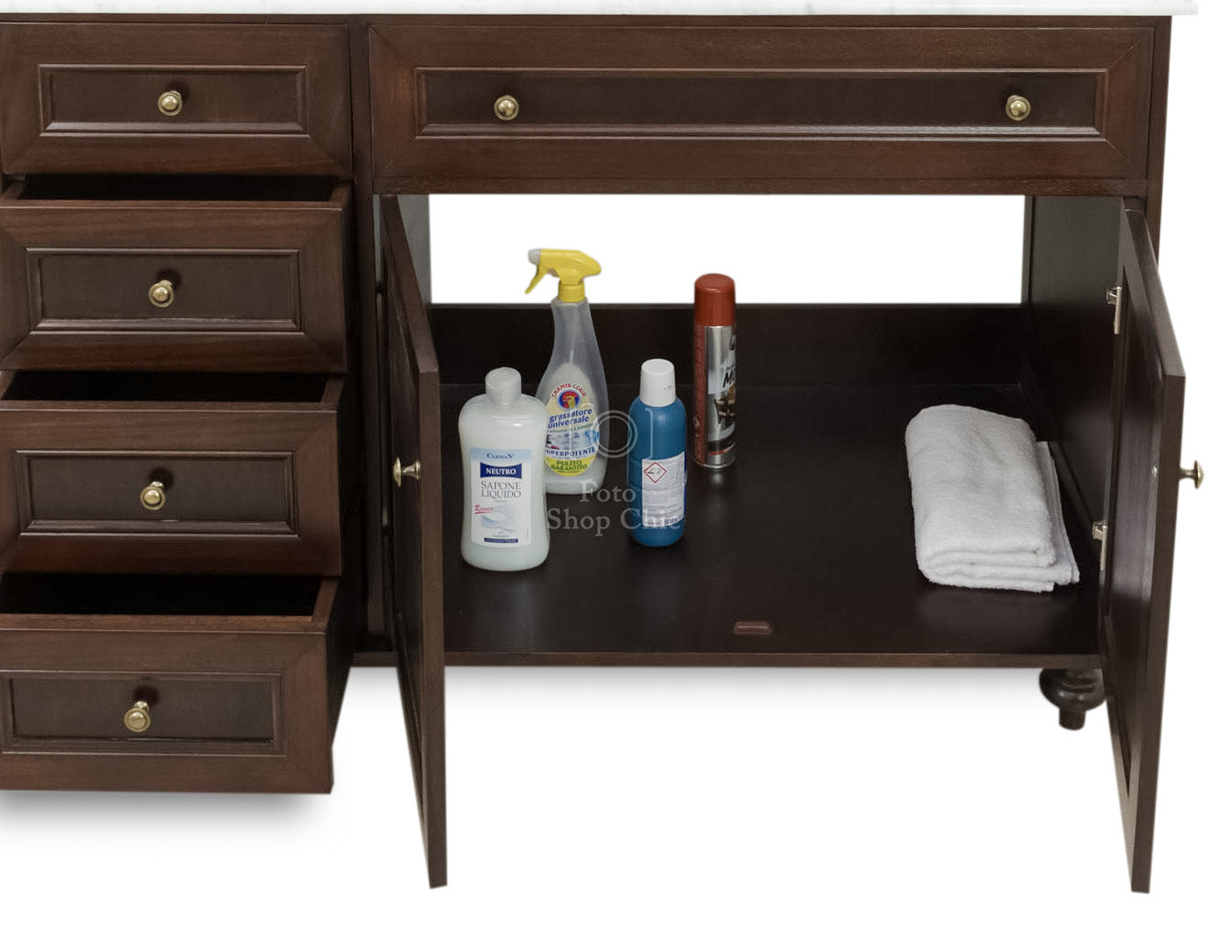 Mobile da bagno con specchiera e top in marmo - 120 cm