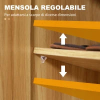 Armadio Scarpiera Salvaspazio e Moderno in Legno per 12 Paia con 4 Ripiani Aperti, 83x30x90 cm, Marrone Chiaro