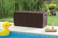 Baule da Giardino Capri, 305L, Effetto Rattan, Marrone, 123x53,5x57H cm