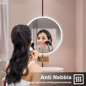 AICA Specchio da bagno 120 x 120 cm, antiappannamento, dimmerabile, interruttore touch, Funzione Memoria