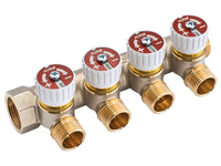 Collettore Semplice 4 Vie 1/2" ICMA Art.227 Con Valvole Acqua