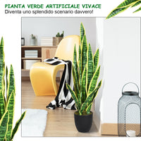 Pianta artificiale sansevieria finta da 90cm con serpente con vaso e 20 foglie, agave finta per casa giardino ufficio-Piante artificiali