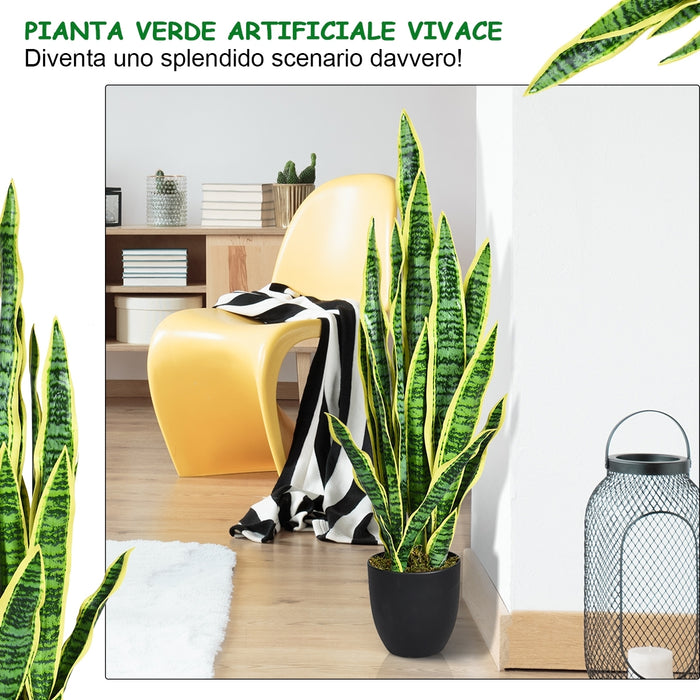 Pianta artificiale sansevieria finta da 90cm con serpente con vaso e 20 foglie, agave finta per casa giardino ufficio-Piante artificiali