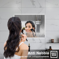 AICA Specchio da bagno 80 x 60 cm, dimmerabile, Funzione Memoria, antiappannamento, 3 colori