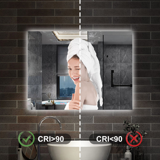Specchio bagno Rettangolare 80x60 cm con led. Dimmerabile + Touch Control + Bordo non sabbiato + IP44