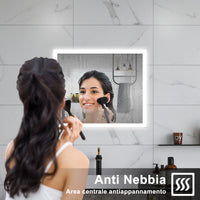 AICA Specchio da bagno  60 x 50 cm, dimmerabile, Funzione Memoria, antiappannamento, 3 colori