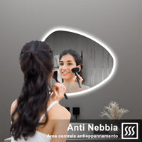 AICA Specchio da bagno  80 x 65 cm, dimmerabile, Funzione Memoria, antiappannamento, 3 colori