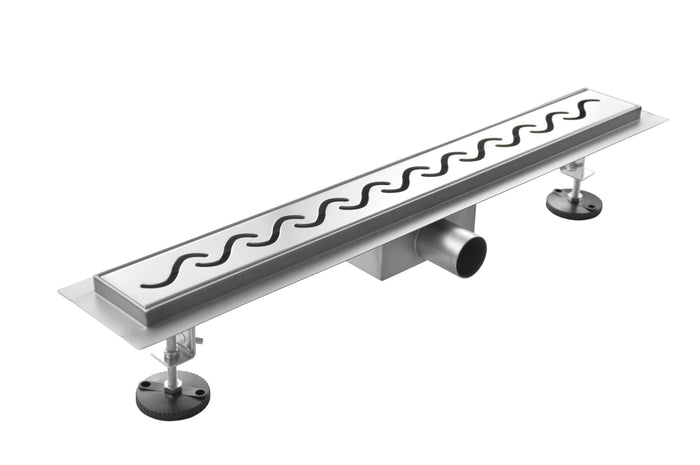 Canalina Di Scarico Per Piatto Doccia A Pavimento Acciaio Inox Modello Onda 80