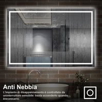 150 x 80 cm,AICA Specchio da Bagno LED con Luce, 3 Colori Regolabili,memoria, antiappannamento,CRI>90,autospegnimento