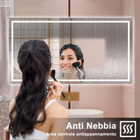 AICA Specchio da bagno  70 x 50 cm, dimmerabile, interruttore touch, Funzione Memoria, antiappannamento, 3 colori