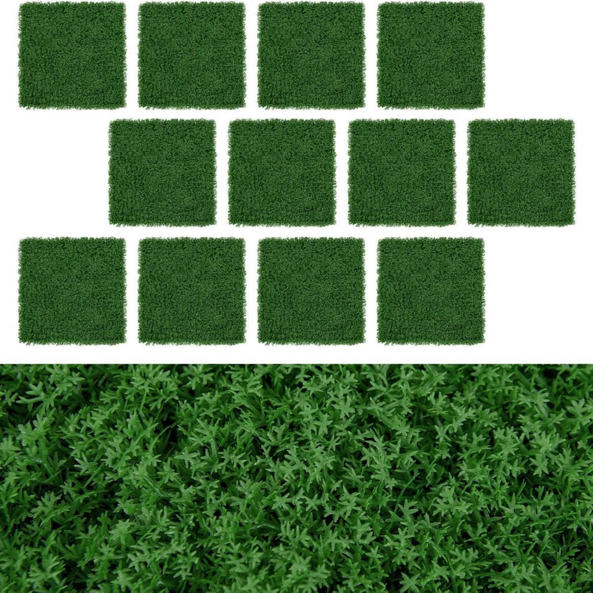 12 Pezzi pannelli di muschio verde finto in erba artificiale 50,5 x 50,5 cm, Schermo di privacy da balcone e casa-Decorazioni da giardino