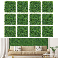 12 Pezzi pannelli di siepe artificiale 50x50cm, Pannelli da parete in erba per interni ed esterni per giardino-Piante artificiali