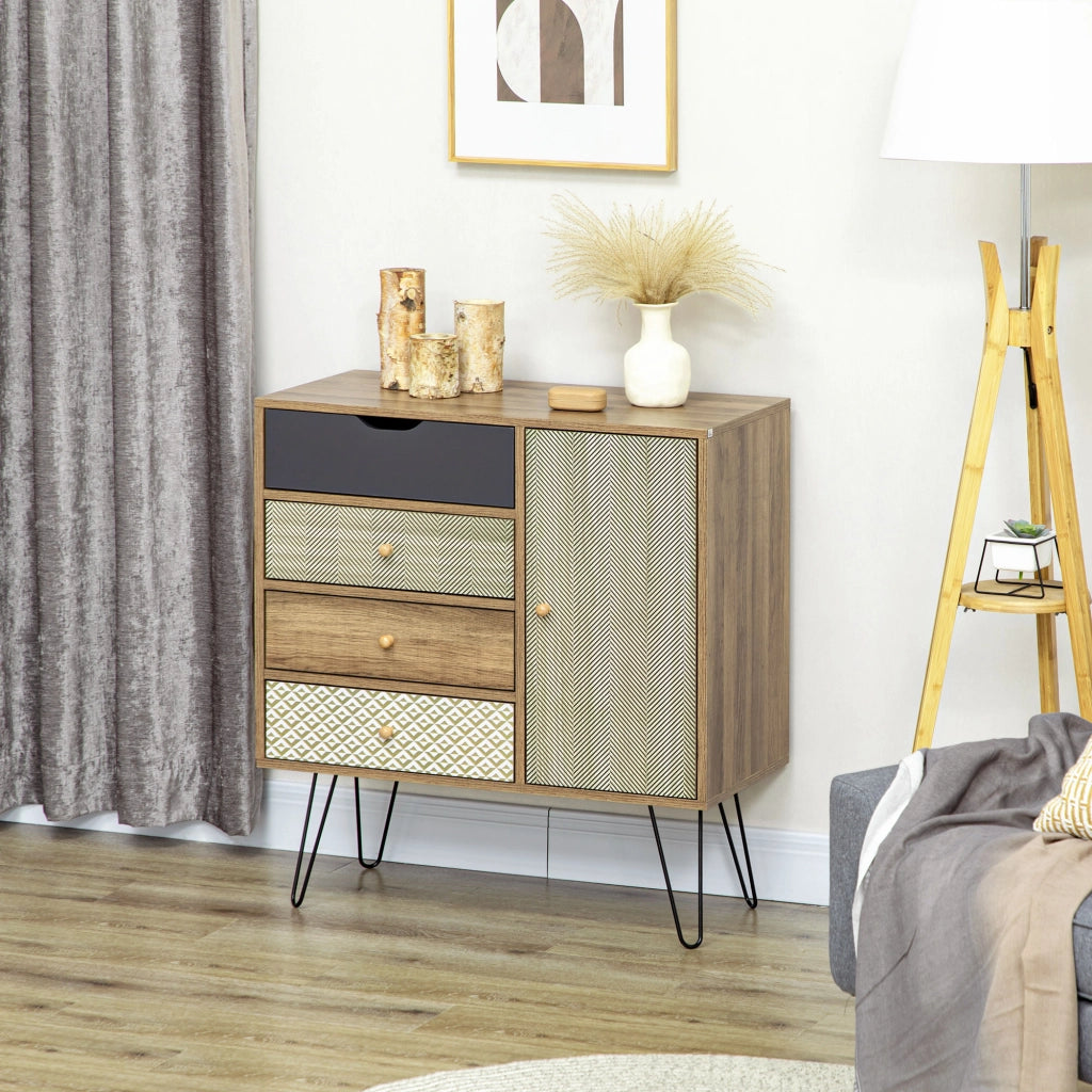Cassettiera 4 cassetti con ante ¨C zephmum ¨C marrone 79x39x86 cm