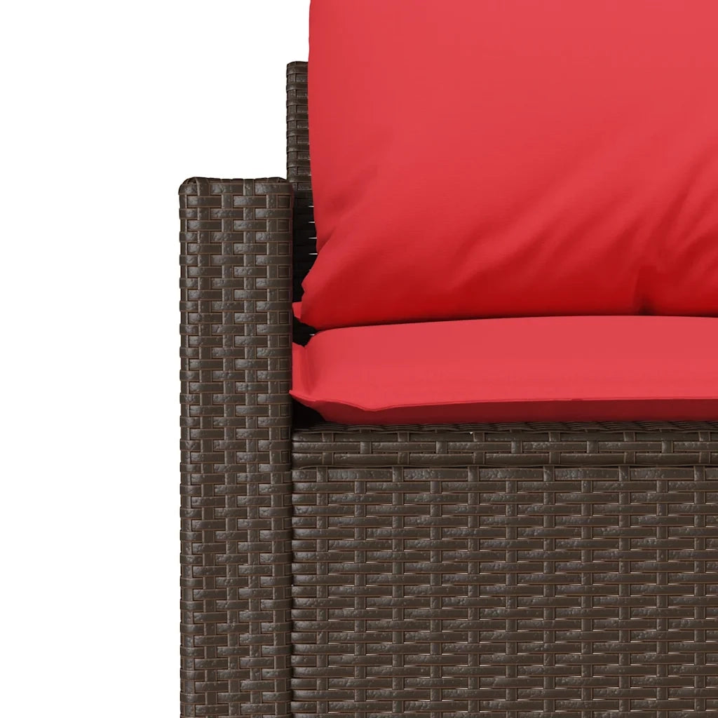 Set Divano da Giardino 4 pz | Set Salotto da Giardino con Cuscini Marrone in Polyrattan