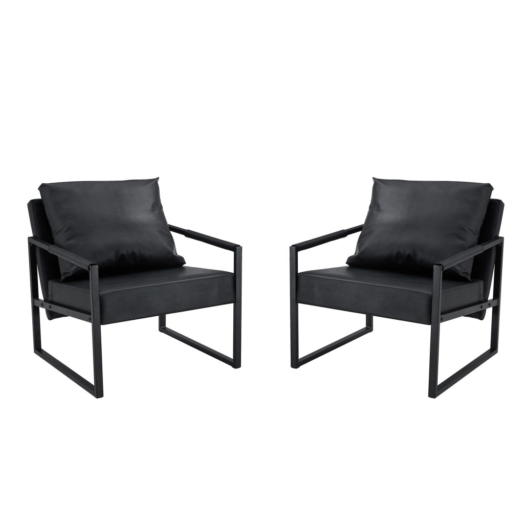 Poltrona da lettura 68,6x75,5x75,2 cm nera, braccioli integrati, metallo e PU,