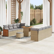 Set Divano da Giardino 12 pcs Beige e Grigio Chiaro polyrattan
