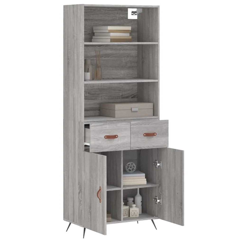 Credenza Grigio Sonoma 69,5x34x180 cm in Legno Multistrato 3200495