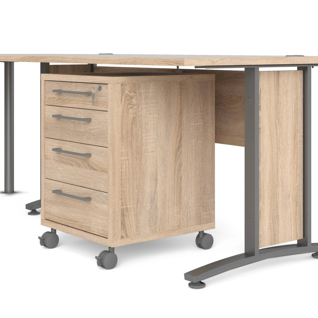 Scrivania Megh, Scrittoio multiuso, Tavolo per ufficio porta PC, Piano di lavoro, 230x200 h75 cm, Grigio e Quercia